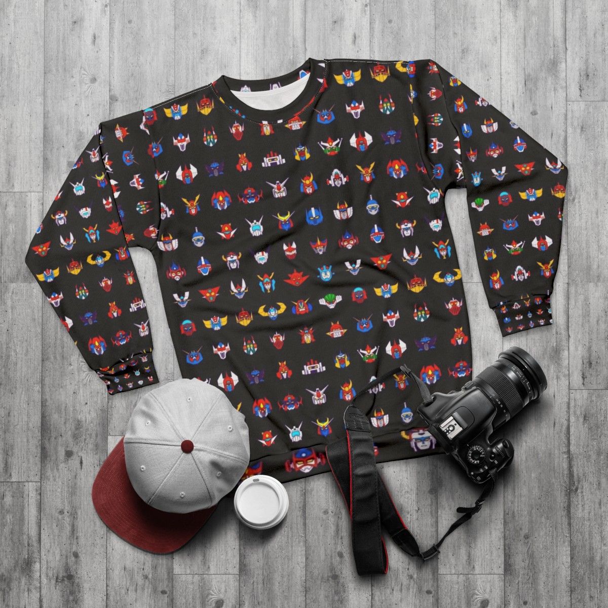 Retro robots 70s sweatshirt - flat lay