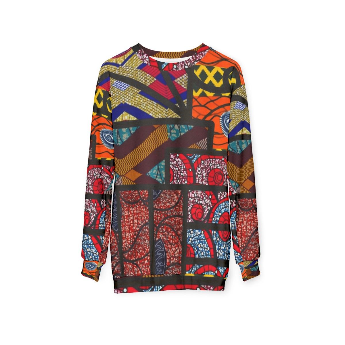 Vintage African Print Graphic Design Sweatshirt - hanging