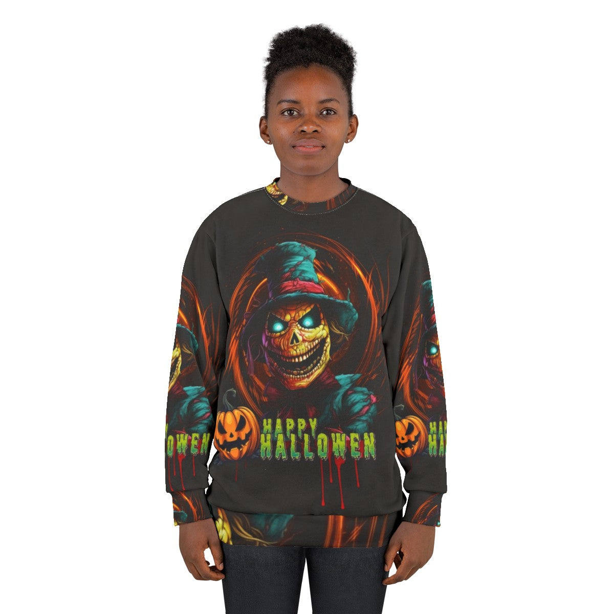 Scary Scarecrow Halloween Sweatshirt - women