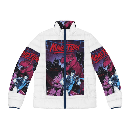 Kung Fury Retro 80s Puffer Jacket with Graphic Design