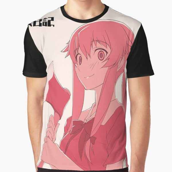 Mirai Nikki anime graphic t-shirt featuring Yuno Gasai