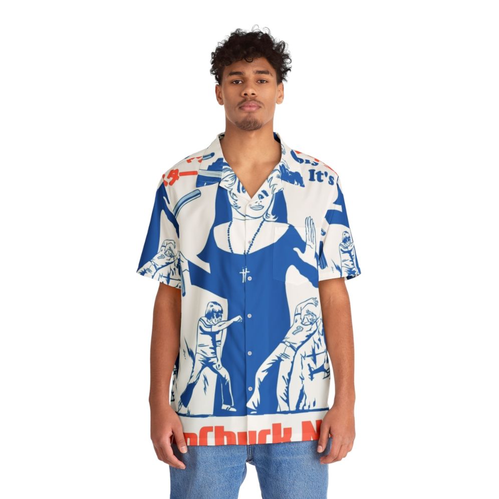 Nunchuck Nun Hawaiian Shirt with Pop Culture and Kung Fu Motif - People Front