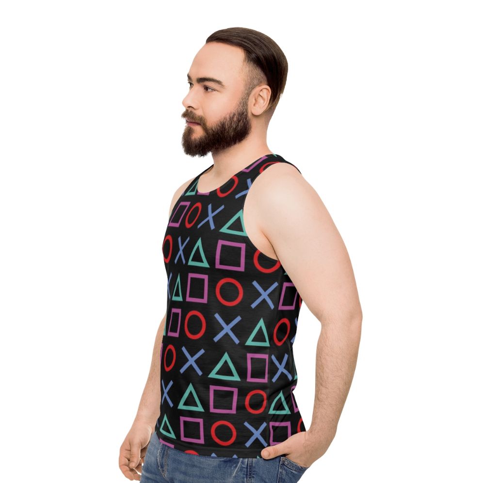 Gamer-Inspired Black Unisex Tank Top - men side