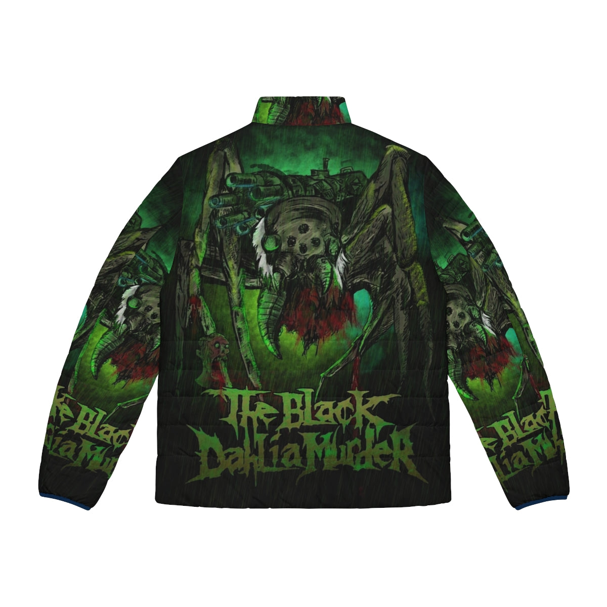 The Black Dahlia Murder metalcore puffer jacket with distressed apocalyptic-inspired design - Back