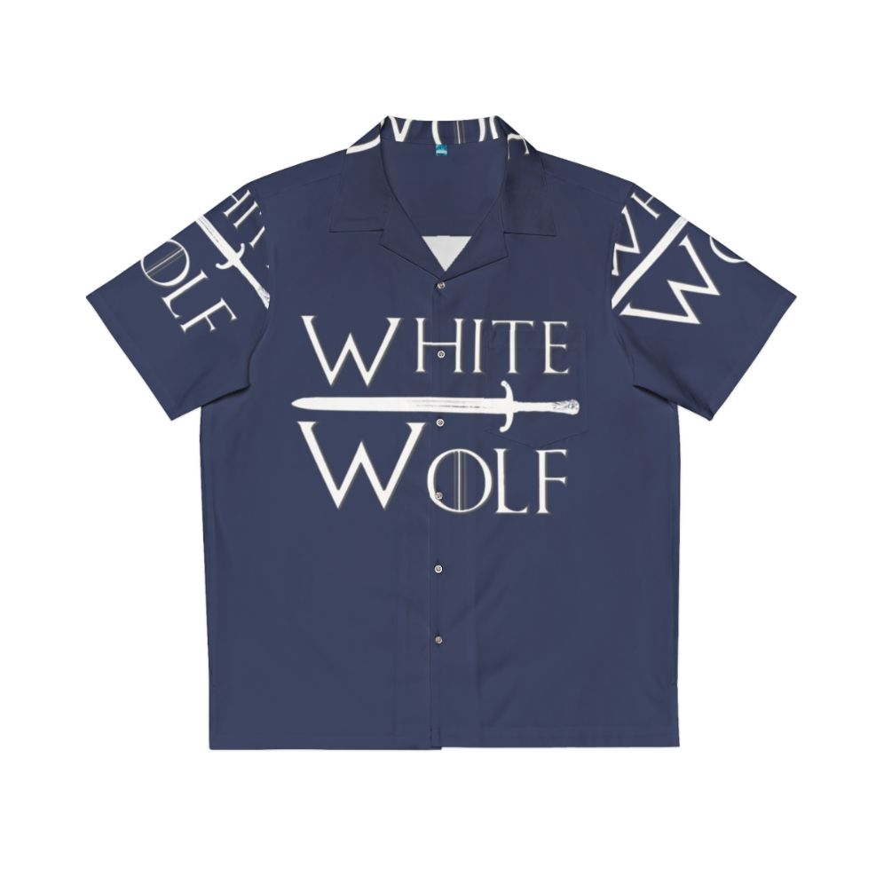 White wolf Hawaiian shirt with Game of Thrones inspired design