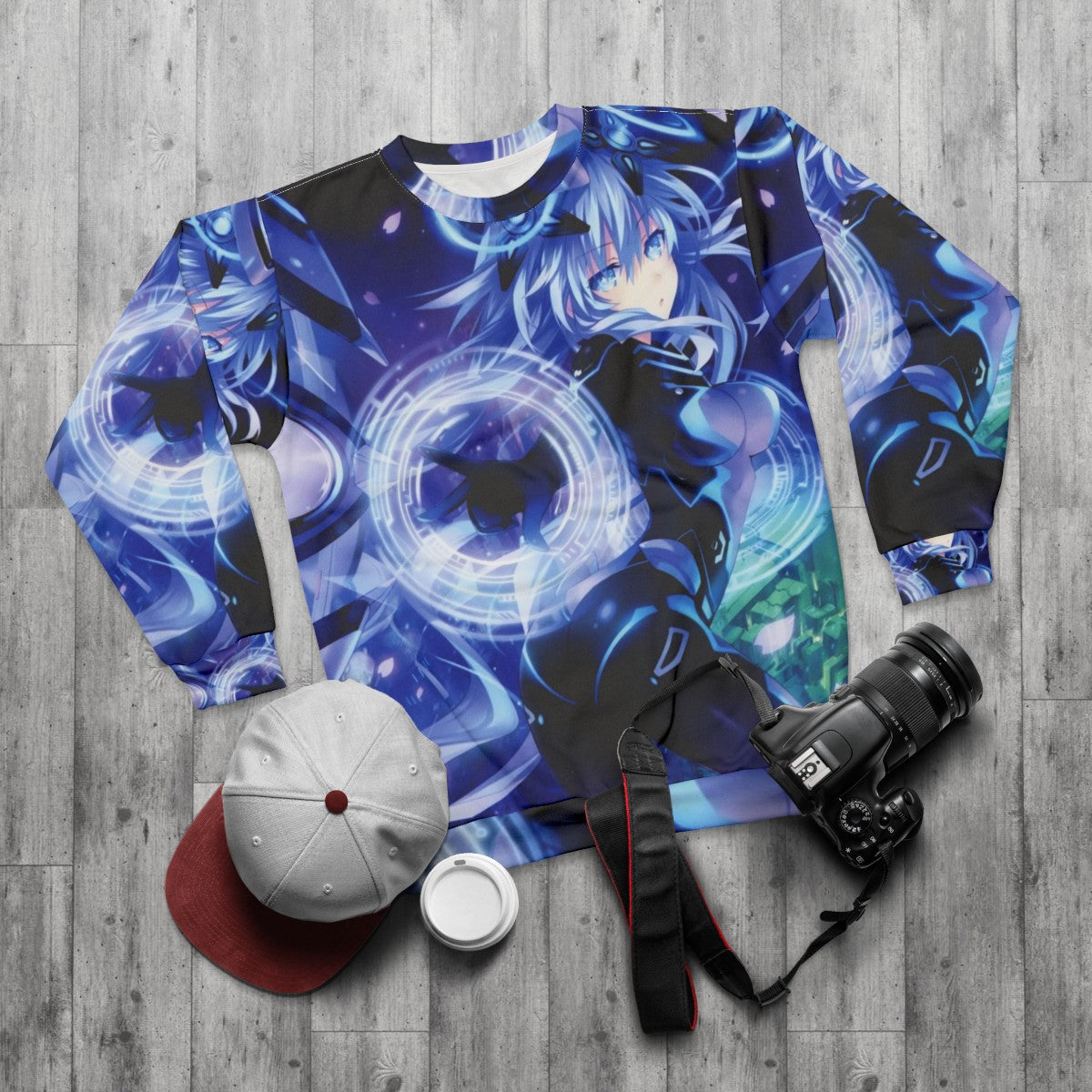 Purple Neptunia Themed Sweatshirt - flat lay