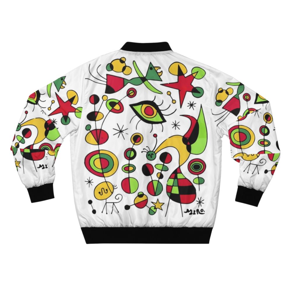 Joan Miro inspired colorful fish bomber jacket - Back