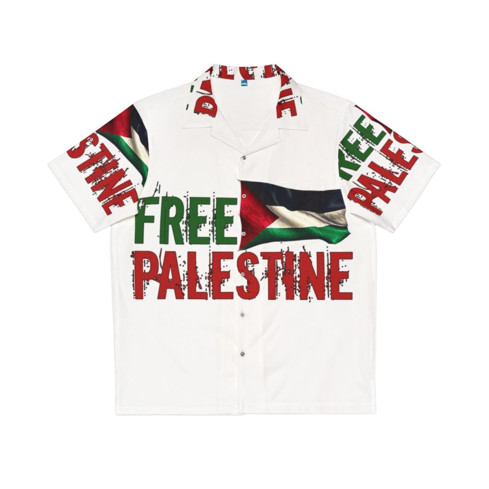 Free Palestine Hawaiian Shirt featuring Palestinian flag