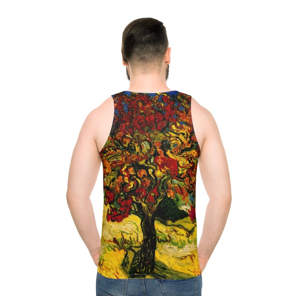 Unisex tank top with a colorful Van Gogh mulberry tree print - men back