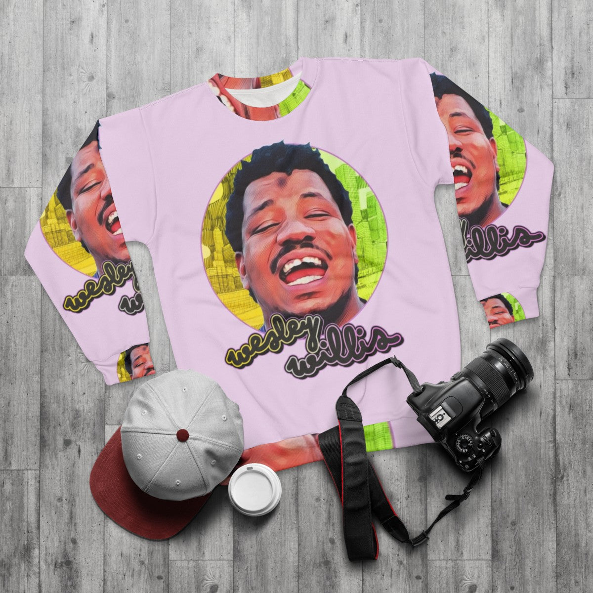 Retro Wesley Willis Tribute Sweatshirt - flat lay