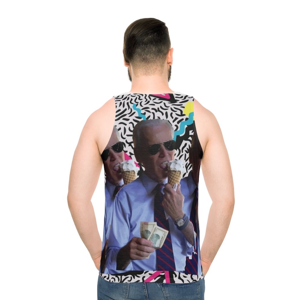 Biden Vaporwave 90s Aesthetic Unisex Tank Top - men back