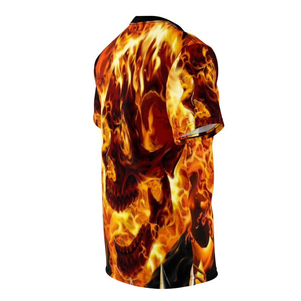 Fiery Ghost Rider graphic tee with a bold, comic book-style design - men right