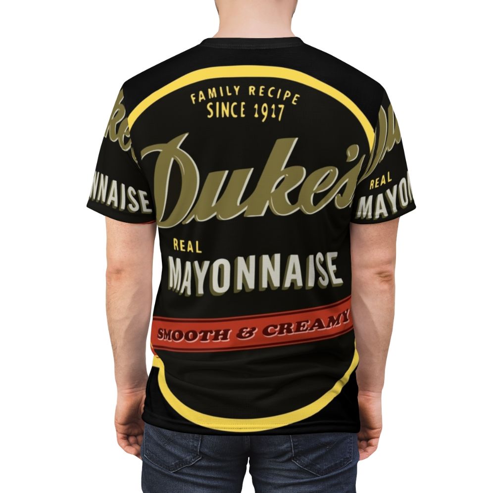 Vintage-style Duke's Mayo graphic printed on a high-quality t-shirt - men back