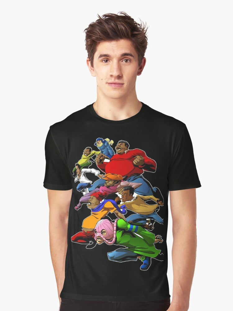 Vintage Fat Albert and the Gang cartoon characters on a graphic t-shirt - Men