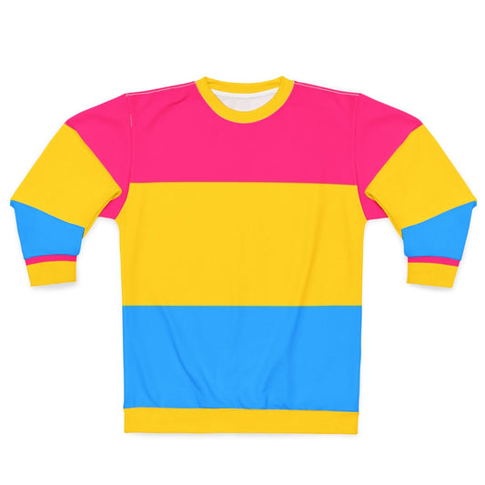 Tri-color pride sweatshirt in pink, yellow, and blue colors