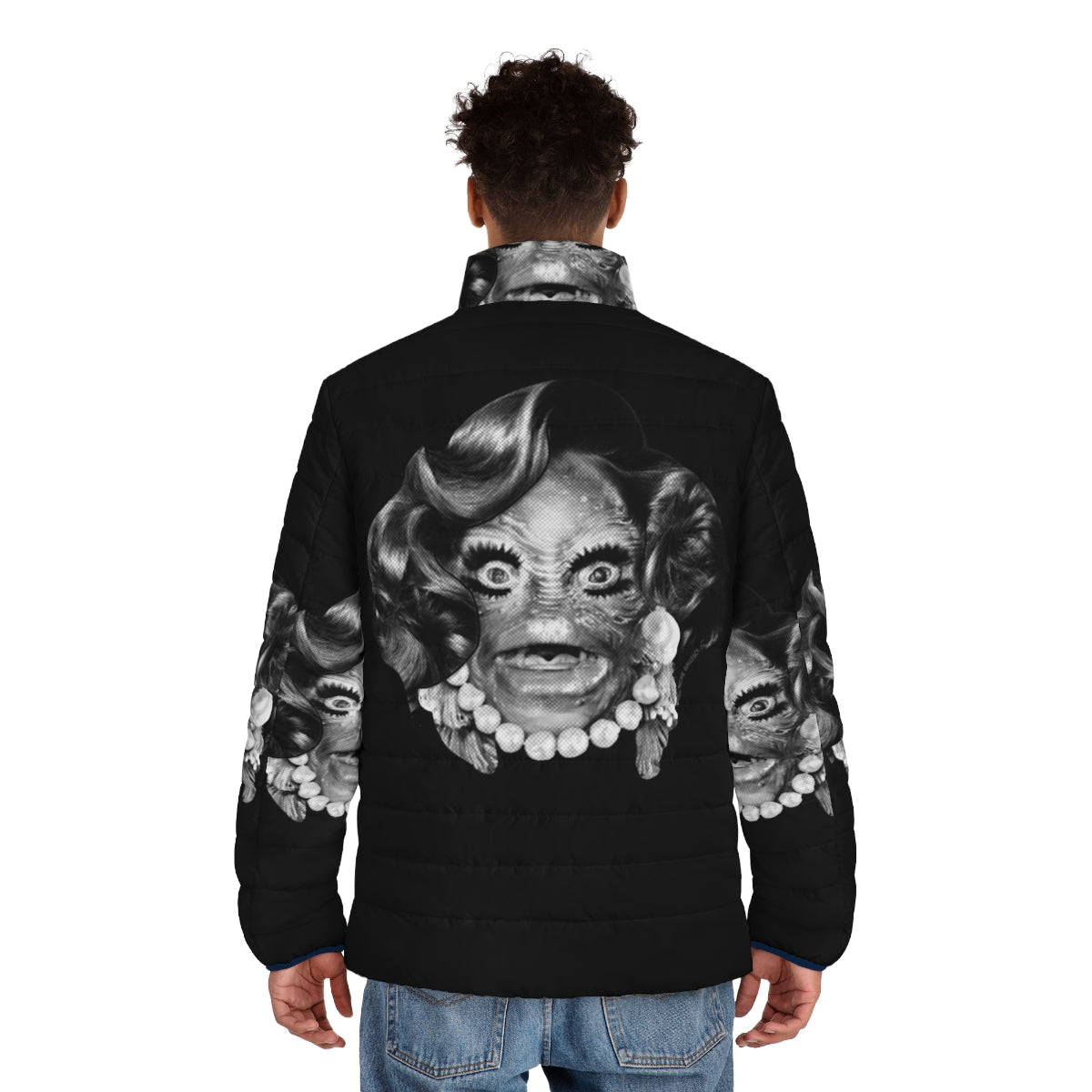 The Creature From The Black Lagoon puffer jacket, featuring a horror-inspired design for a unique and eye-catching Halloween look. - men back