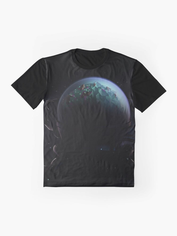 Astronauts Explore Open Worlds Graphic T-Shirt - Flat lay