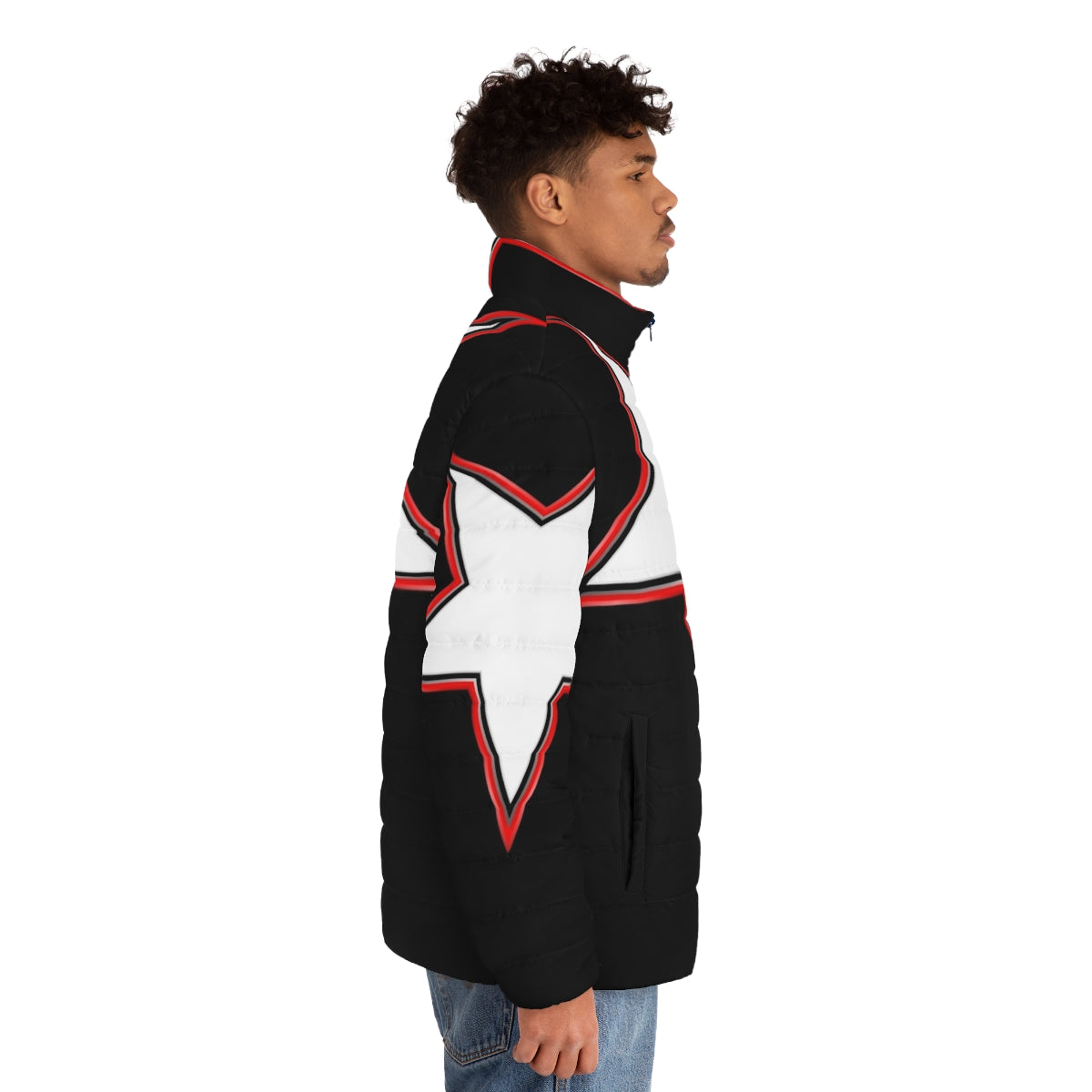 Five-pointed star puffer jacket for sci-fi and comic book cosplay - men side right