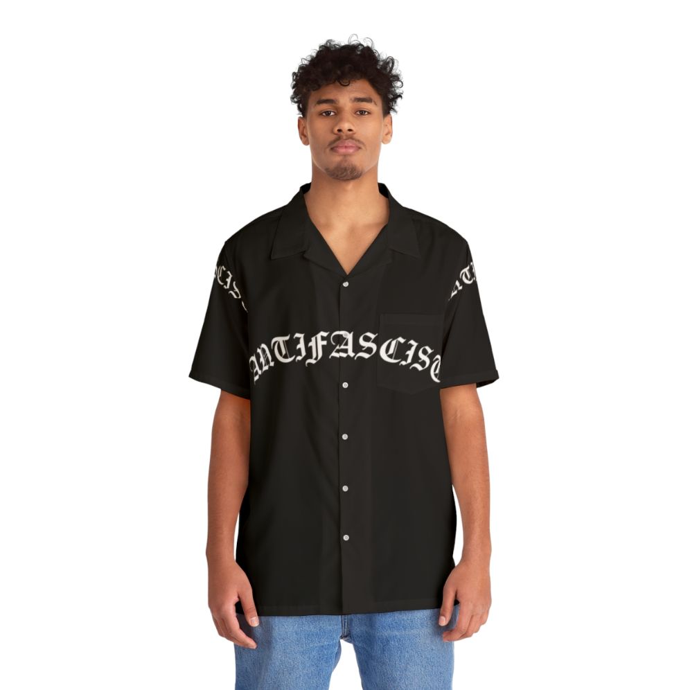 Antifascist Gothic Text Hawaiian Shirt - Political Counterculture Apparel - Lifestyle