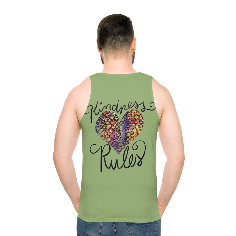 Unisex rainbow heart kindness tank top - men back