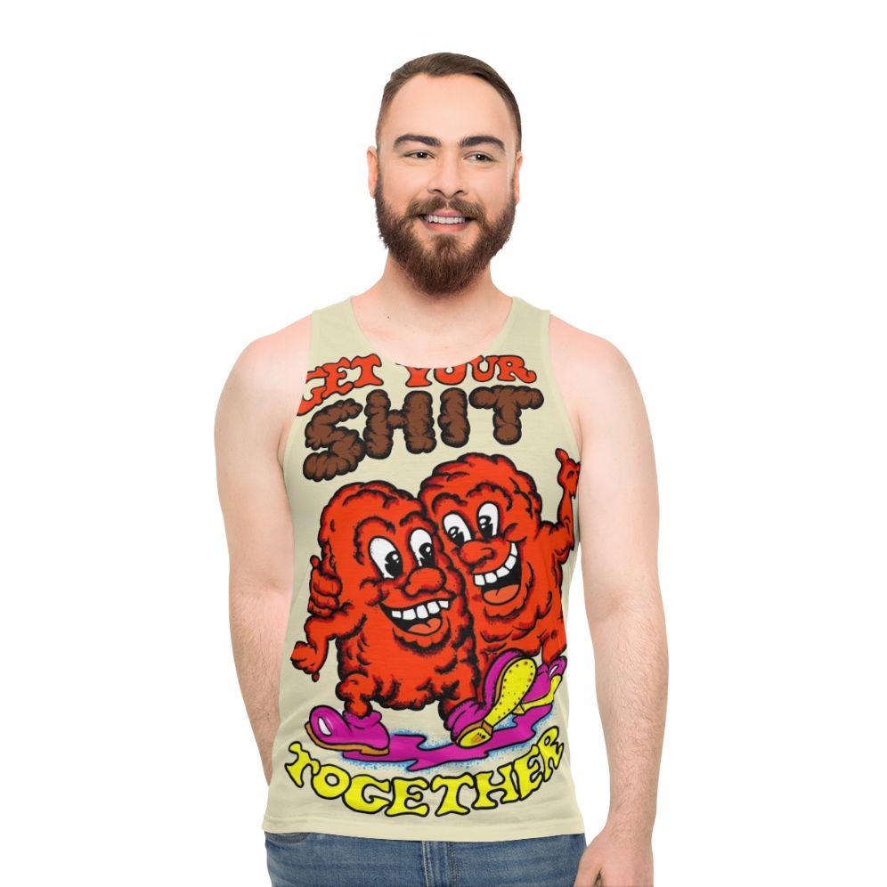 Retro-inspired unisex tank top with "Get Your Shit Together" text - men