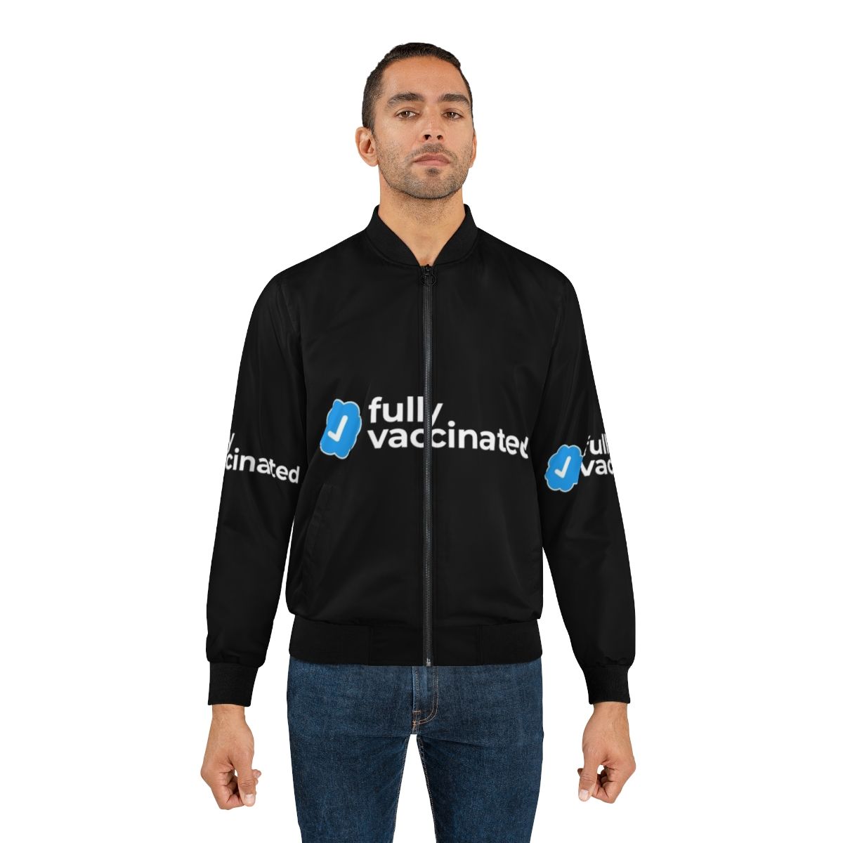 Fully vaccinated bomber jacket with COVID-19 vaccination design - Lifestyle