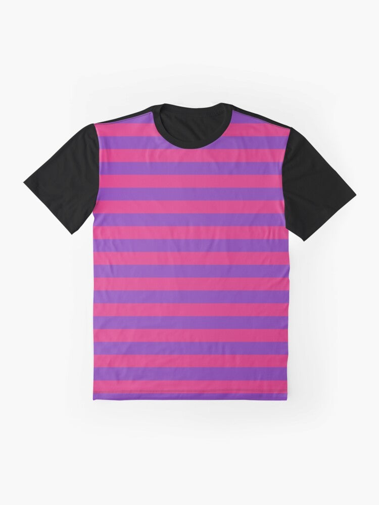 Pink and purple striped graphic t-shirt for girls - Flat lay