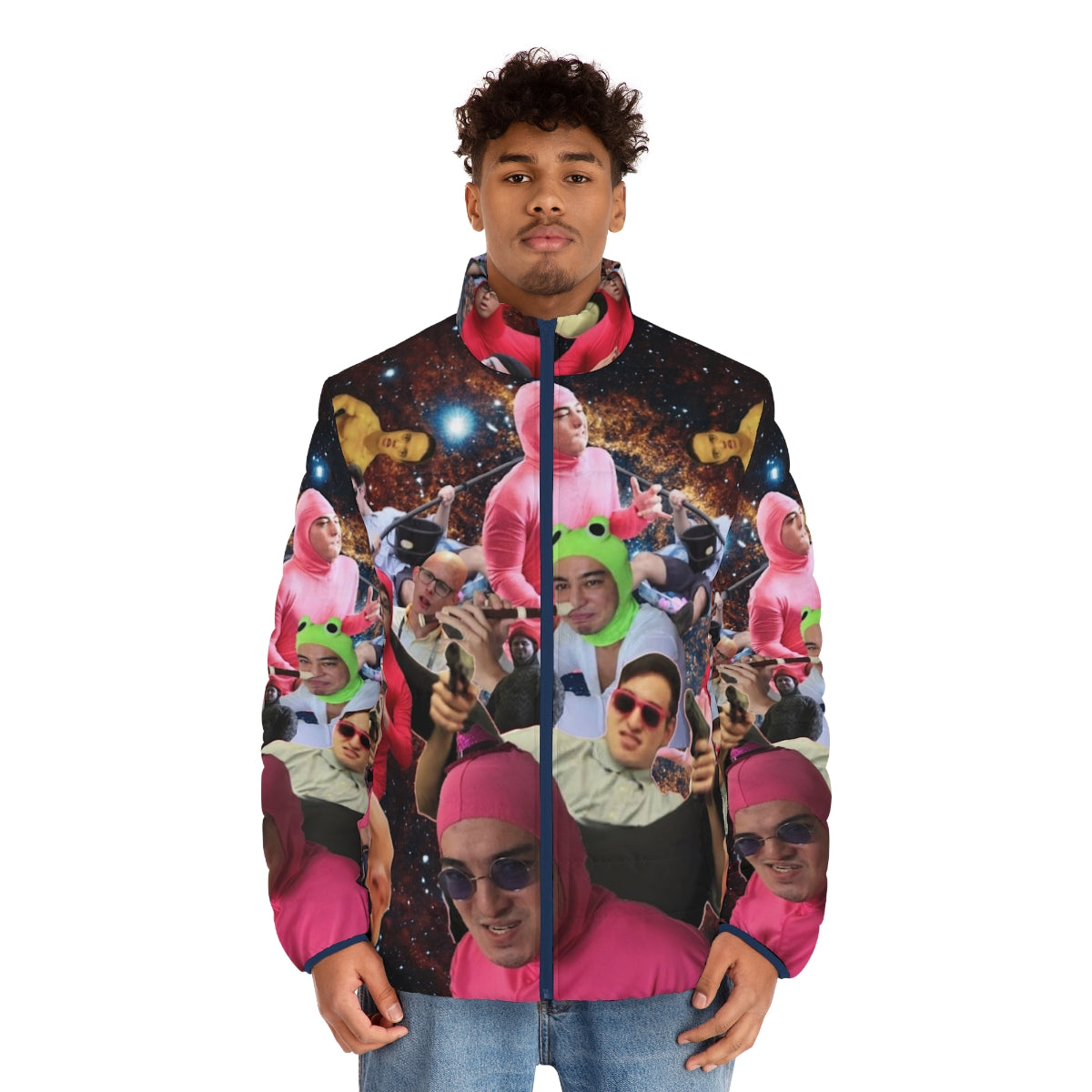 Filthy Frank Puffer Jacket - Graphic design featuring popular YouTube personalities - men front