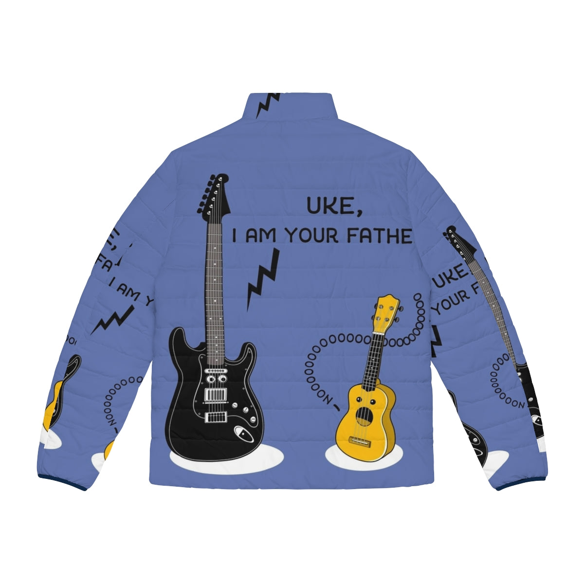 Uke I Am Your Father Star Wars Puffer Jacket with ukulele and Darth Vader design - Back