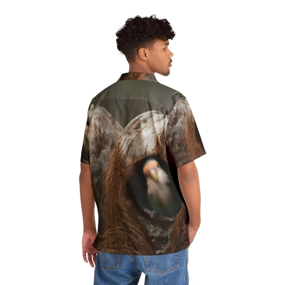 Colorful Hawaiian shirt with birds, feathers, and nature motifs - People Back