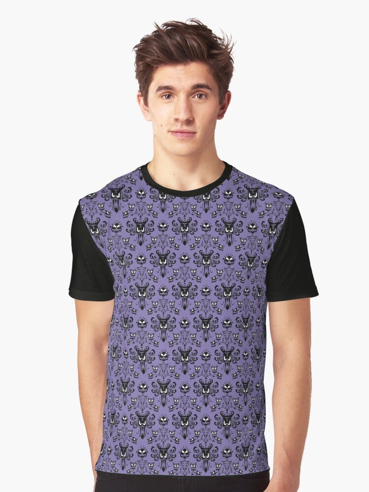 Haunted mansion wallpaper pattern printed on a graphic t-shirt - Men