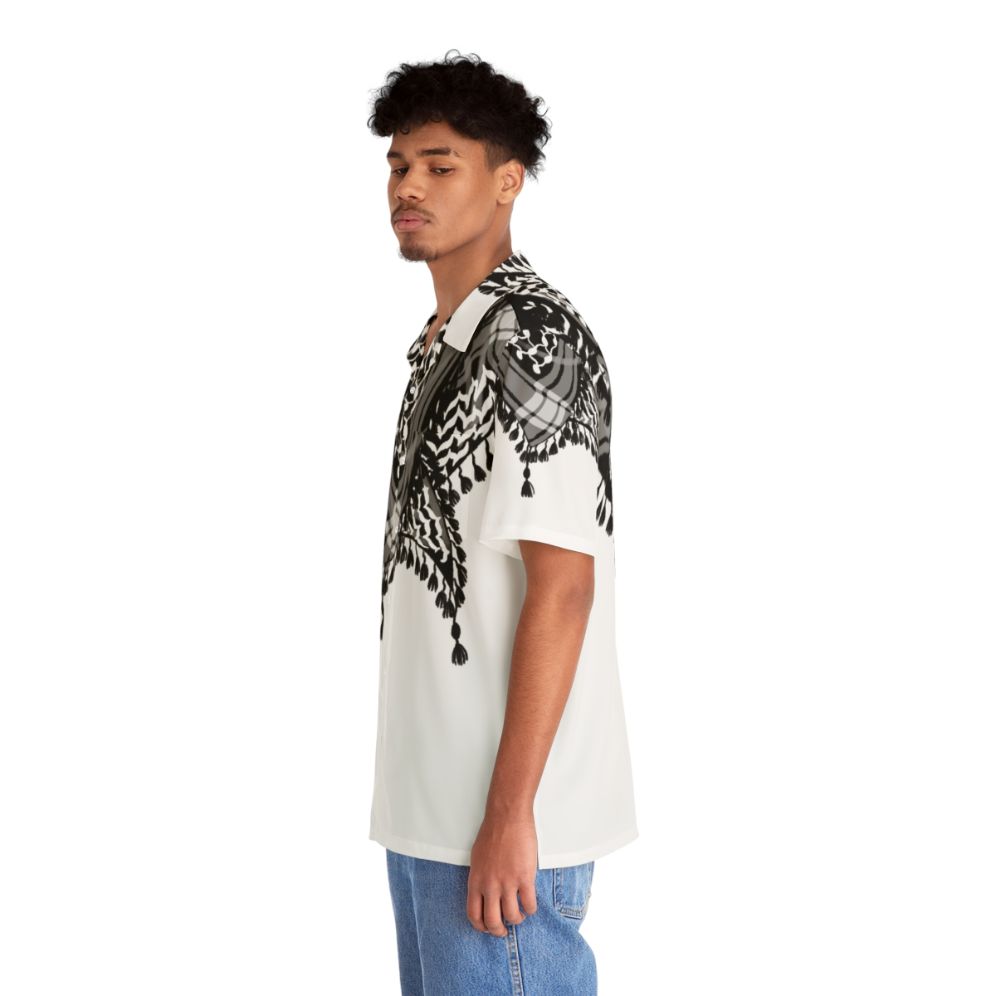 Black and white keffiyeh pattern Hawaiian shirt - People Left