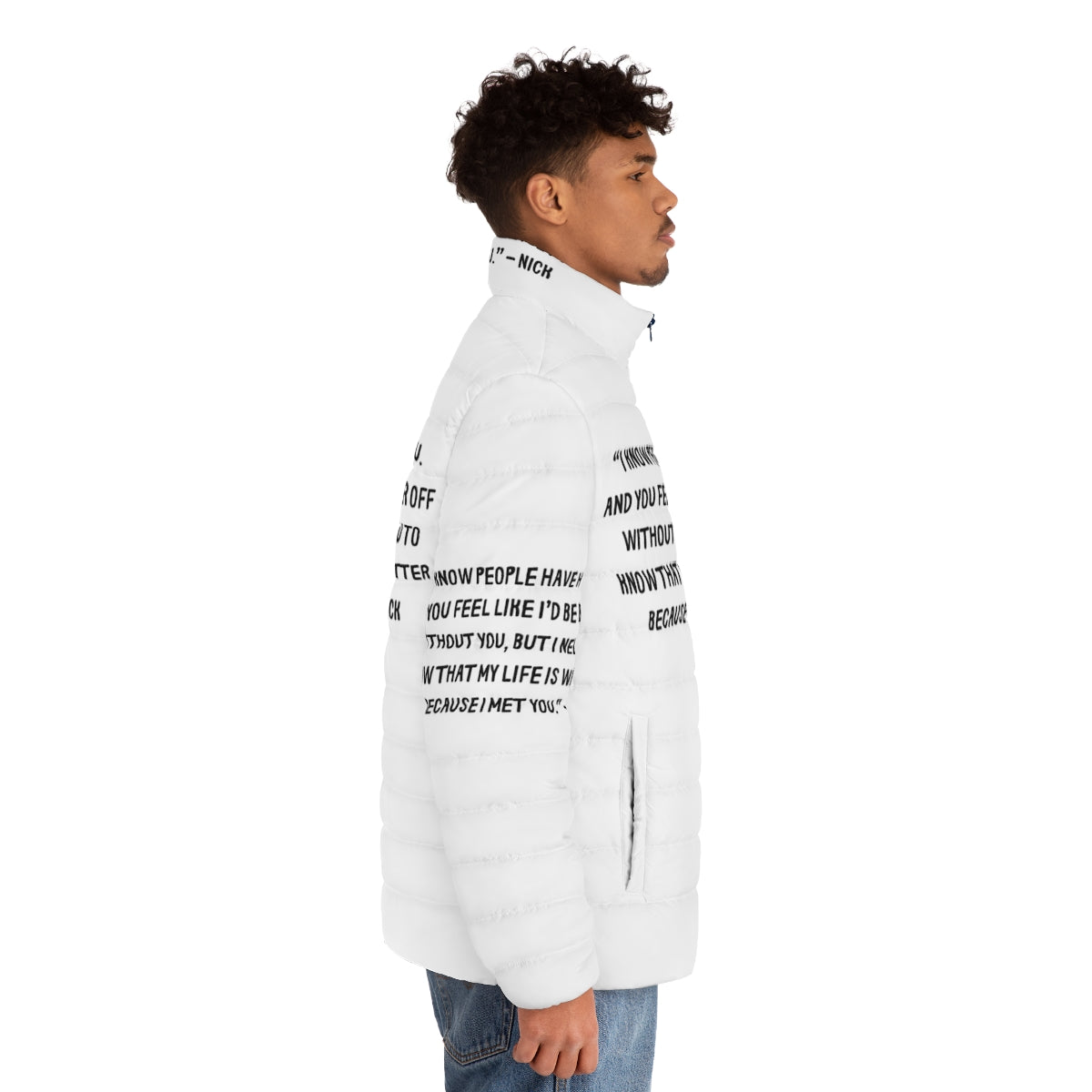 Heartstopper Gang Puffer Jacket 8 with Heartstopper characters and minimal design - men side right