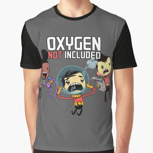 Oxygen Not Included indie game graphic t-shirt featuring the game logo and design