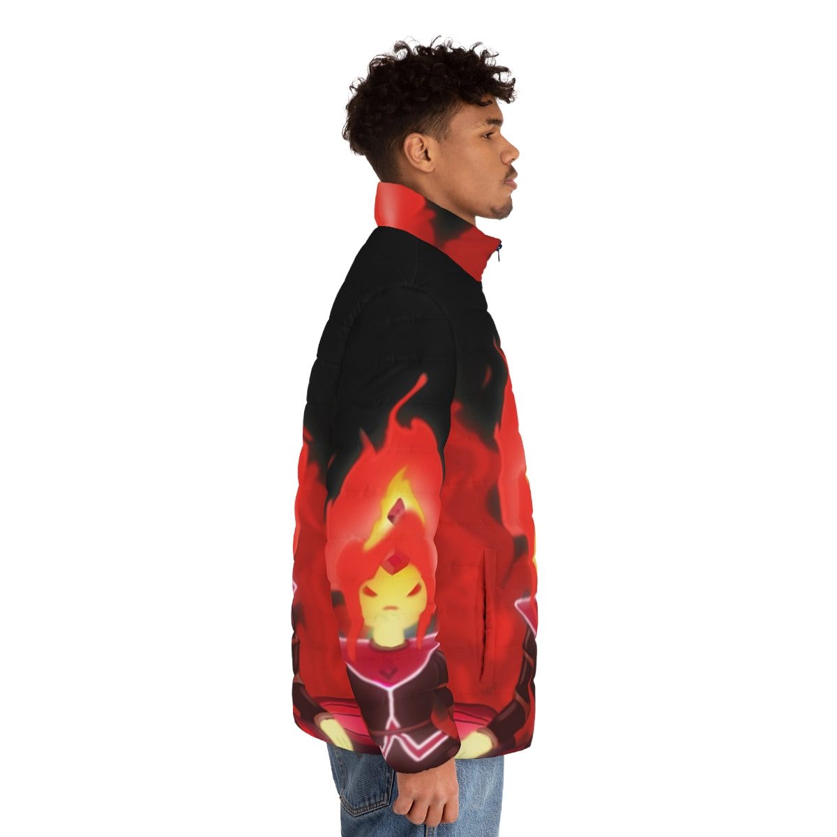 Flame Princess from Adventure Time Cartoon Inspired Puffer Jacket - men side right