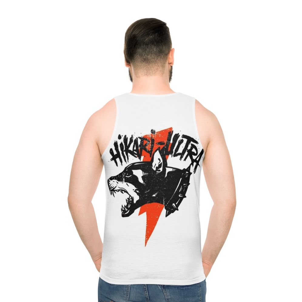 Unisex grunge vintage tank top with lightning bolt print - men back