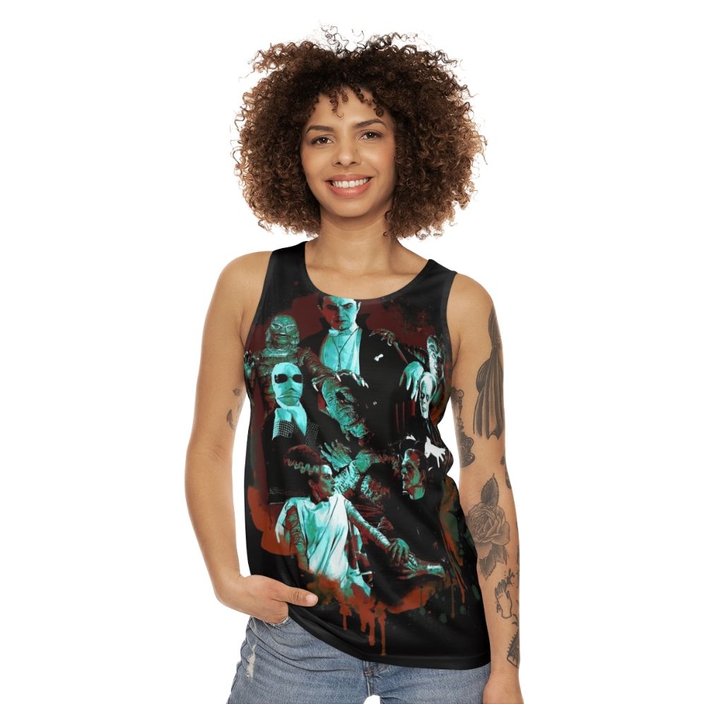 Unisex tank top featuring classic universal monsters - women