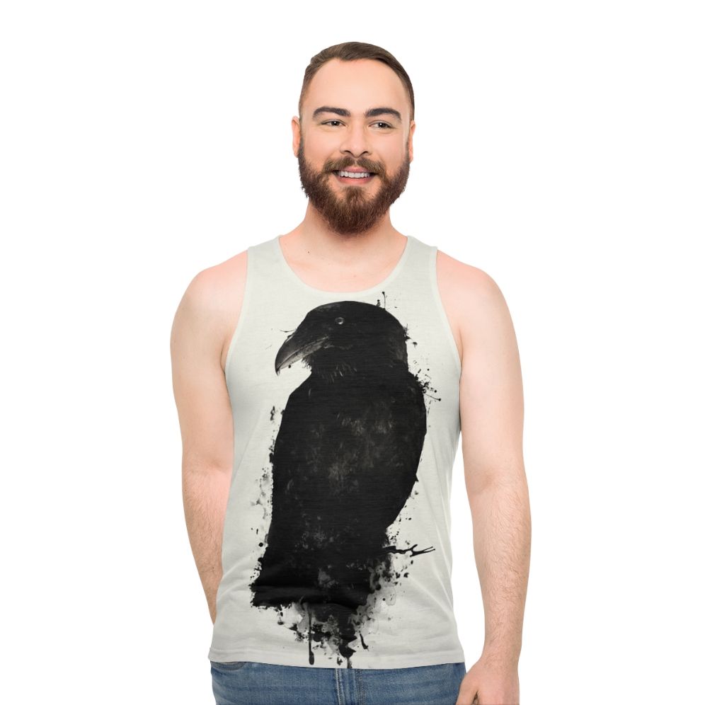 Raven unisex tank top with nature and mythology inspired design - men