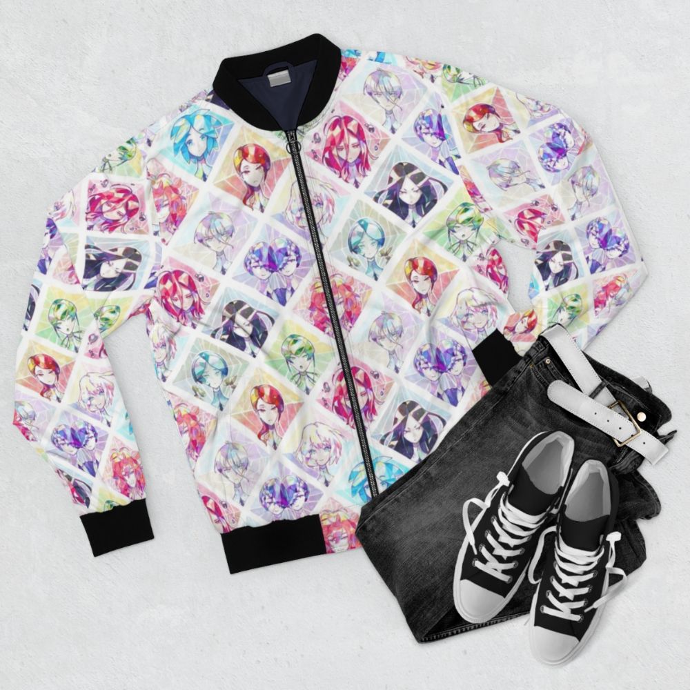 Houseki no Kuni Anime Bomber Jacket featuring Phosphosyllite and Padparadscha Gems - Flat lay