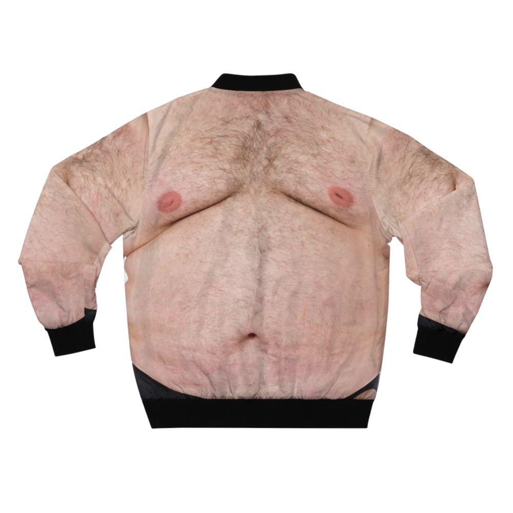 Hairy belly bomber jacket for chubby dads and foodies - Back