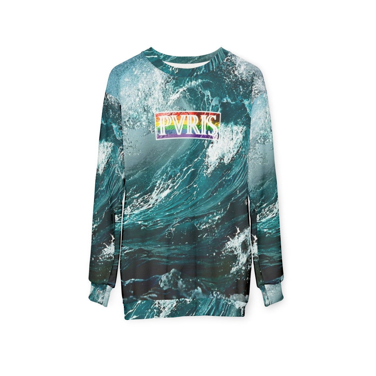 PVRIS Sweatshirt with Band Logo and Pride Flag - hanging