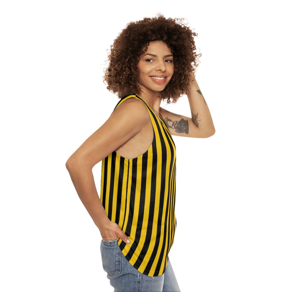 Yellow and Black Striped Pattern Unisex Tank Top - women side