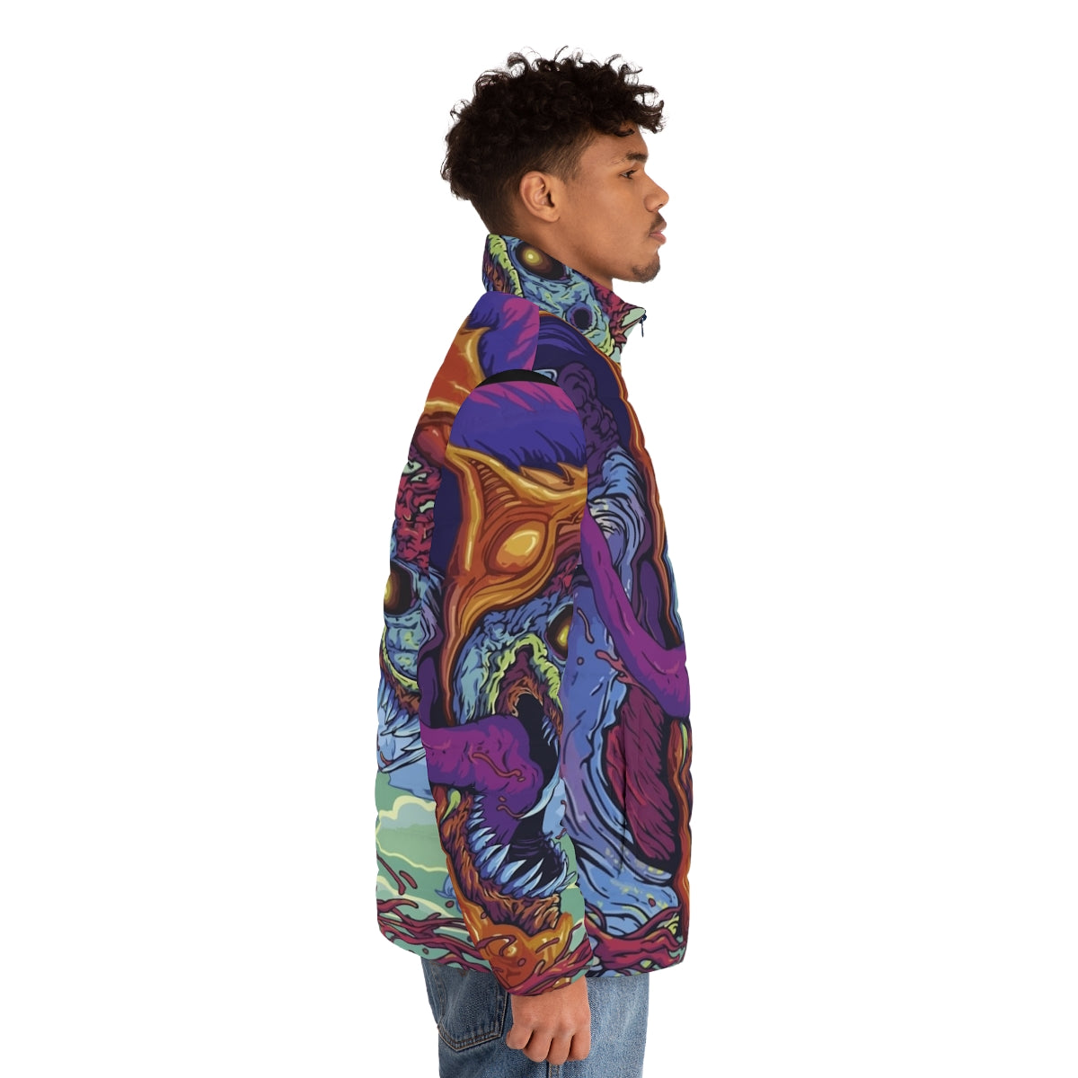 Hyper Beast CS:GO Puffer Jacket with colorful watercolor design - men side right