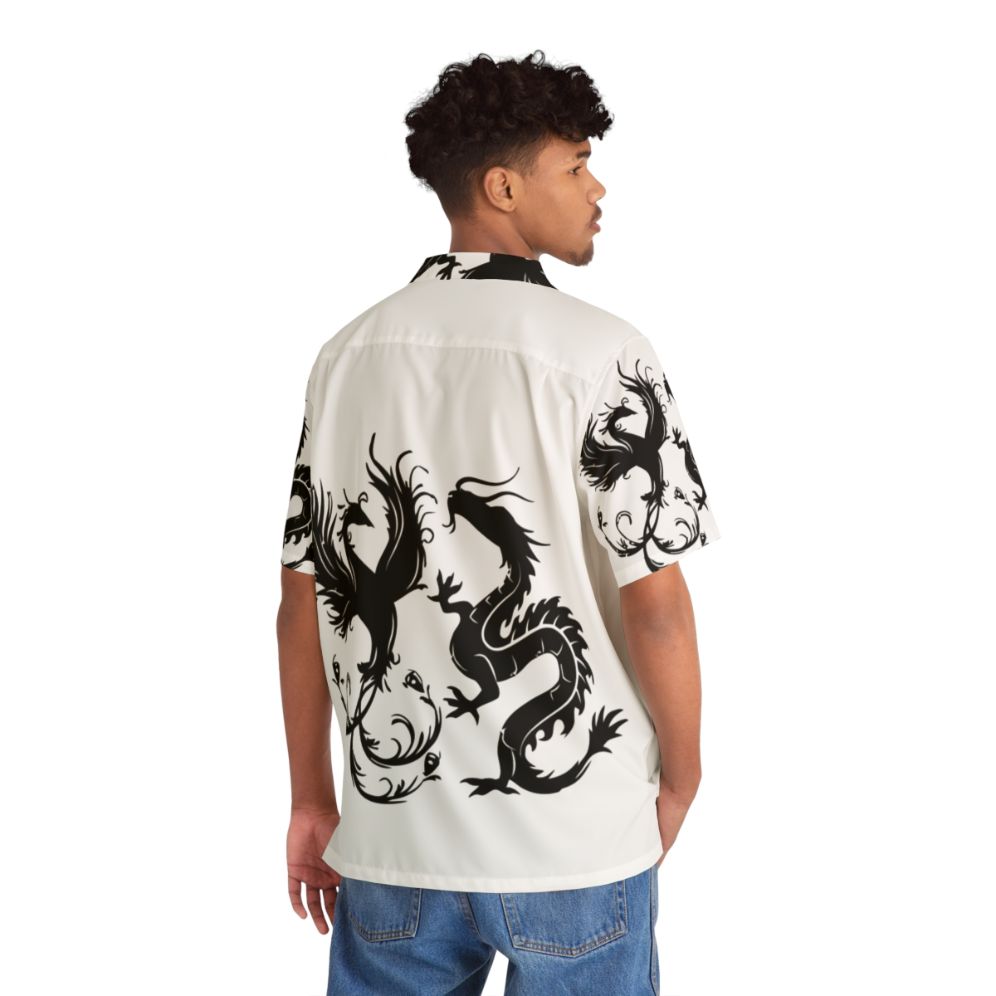 Vibrant phoenix and dragon mythical creatures Hawaiian shirt - People Back