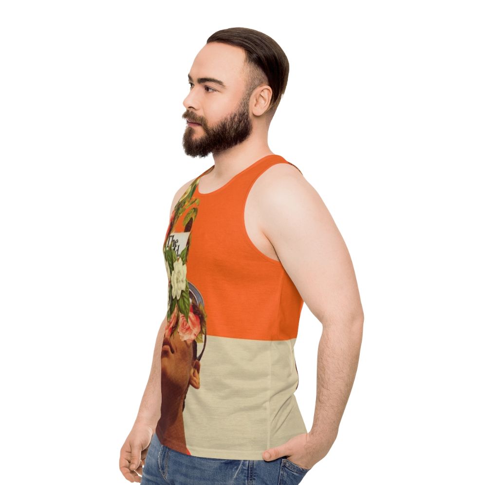 Unexpected vintage floral unisex tank top - men side