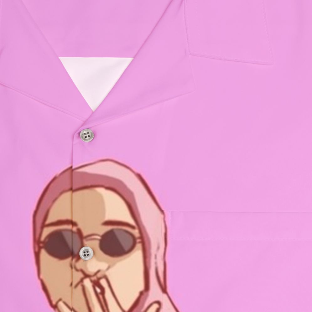 Colorful Hawaiian shirt featuring the iconic Pink Guy character from Filthy Frank - Detail