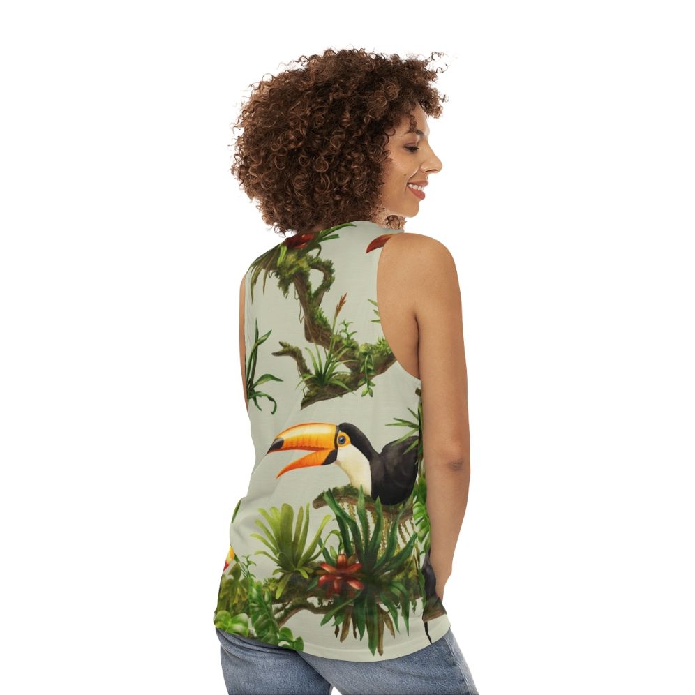 Tropical Toucan and Bromeliad Unisex Tank Top - women back