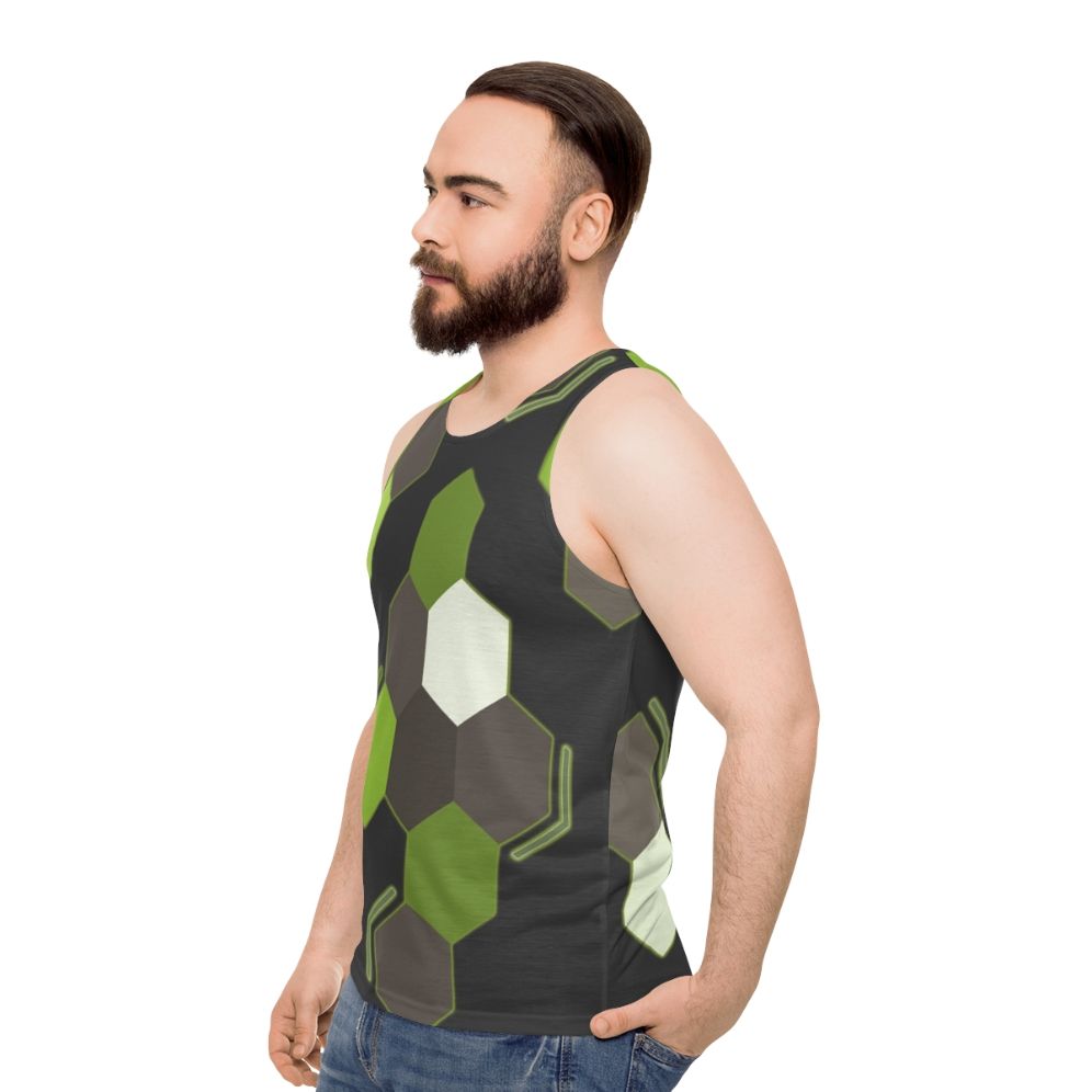 Hexagonal Scales Unisex Tank Top featuring a Zygarde inspired geometric design - men side