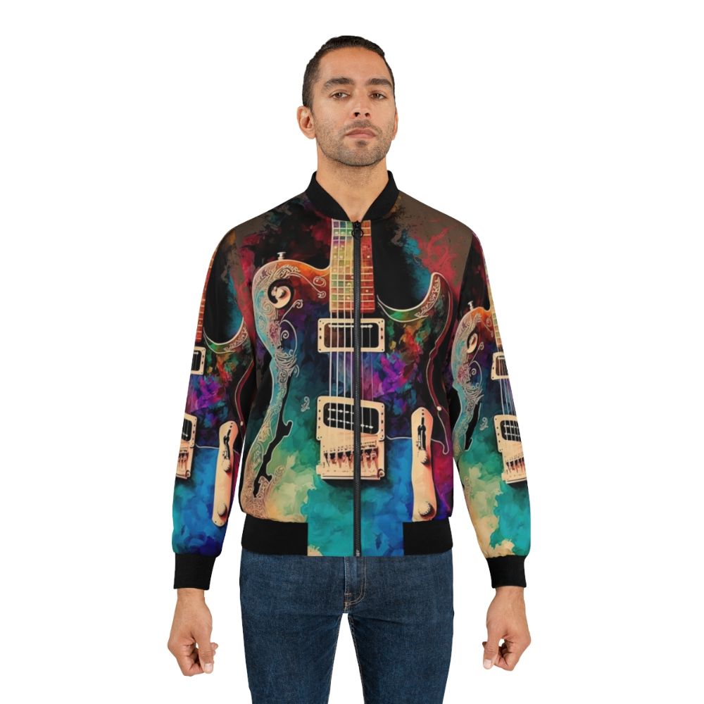 Telecaster thinline electric guitar printed on a bomber jacket - Lifestyle