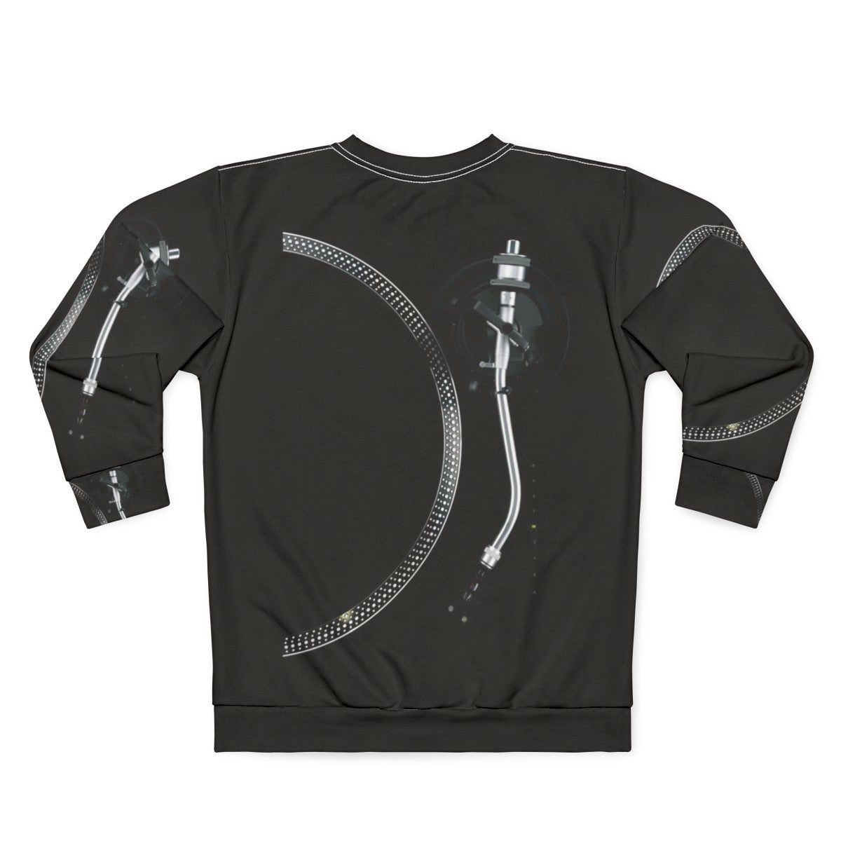 Turntable tone arm and platter music gear sweatshirt - Back